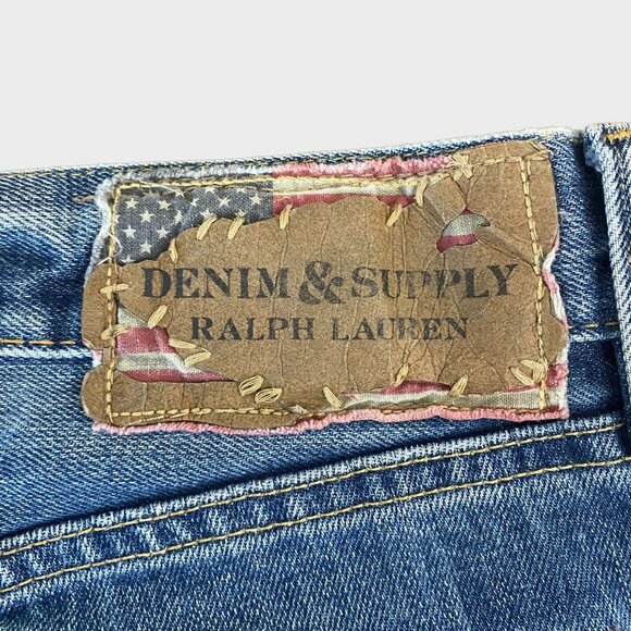 Ralph Lauren Denim & Supply Jeans Medium Wash Mens 36X30 Straight-Leg Distressed - Picture 8 of 9